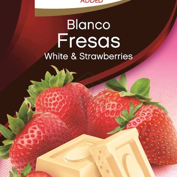 White Chocolate with Strawberry 75g, Sugar and Gluten Free, Torras