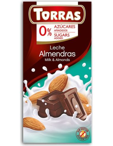 Milk Chocolate with Almonds, Sugar and Gluten free (75g) Torras