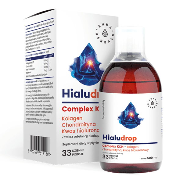 Hialudrop Complex KCH – Collagen, Chondroitin, Hyaluronic Acid, Liquid Diet Supplement, 33 Daily Servings, 500 ml