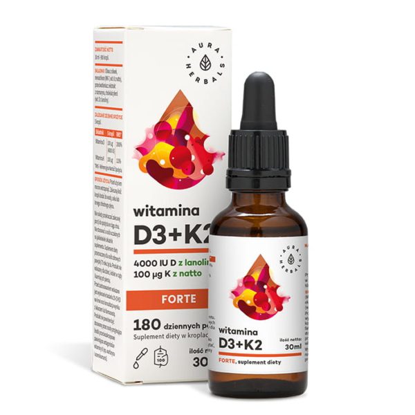 Vitamin D3+K2 4000IU in one drop Forte 30ml Aura Herbals