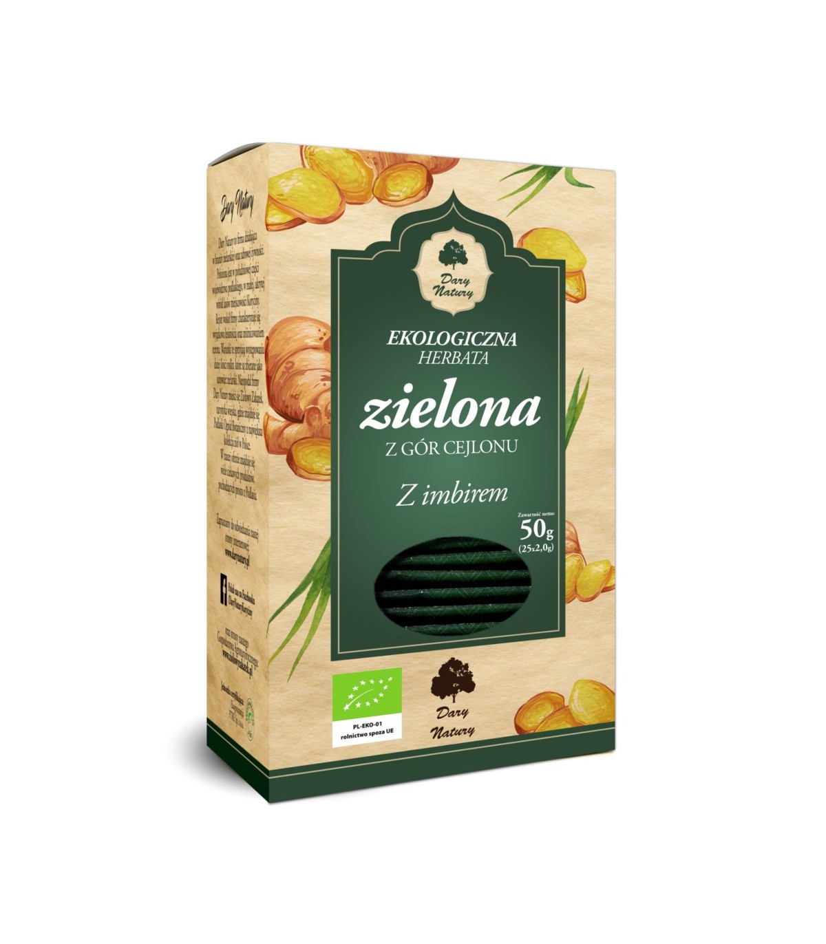 Green Ceylon Tea with Ginger, Ecological, Dary Natury 25 tea bags