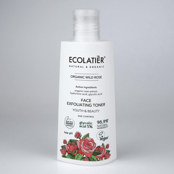Ecolatier Face Exfoliating Toner ORGANIC WILD ROSE, Youth & Beauty 150ml