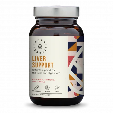 Liver Support – Artichoke, Milk Thistle, Turmeric, 60 capsules Aura Herbals
