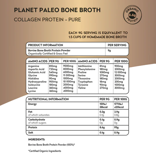 Planet Paleo Organic Bone Broth – Pure (Unflavoured)