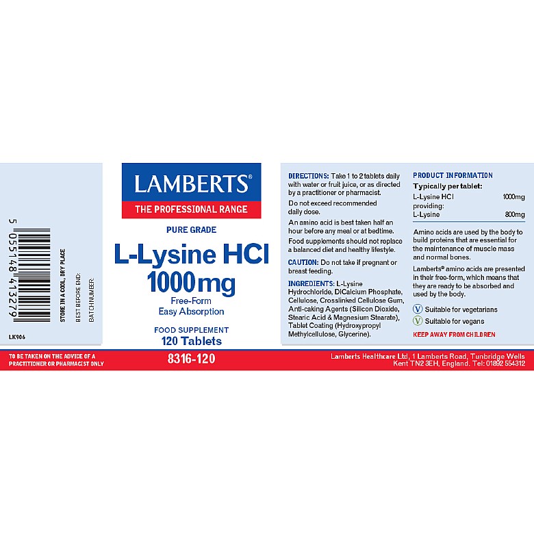 L-Lysine 1000mg Lamberts