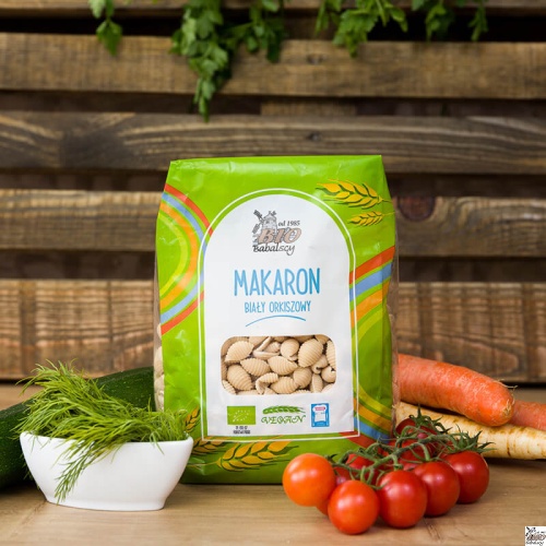 White spelt pasta, organic 400g / Makaron biały orkiszowy muszelki