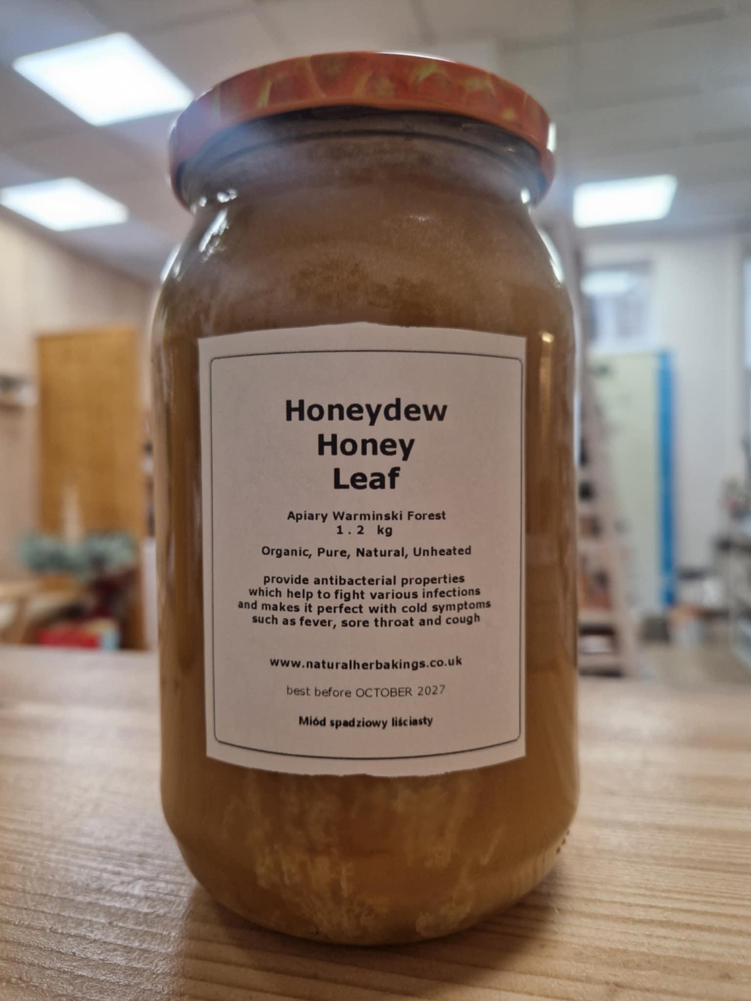 Natural Honeydew Leaf Honey 1.2 kg, Pure, Organic, Unheated / Miód Spadziowy Liściasty