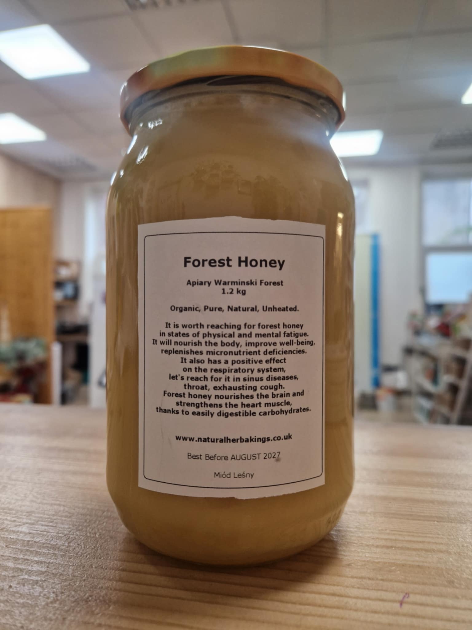 Natural Forest Honey 1.2 kg, Pure, Organic, Unheated / Miód Leśny