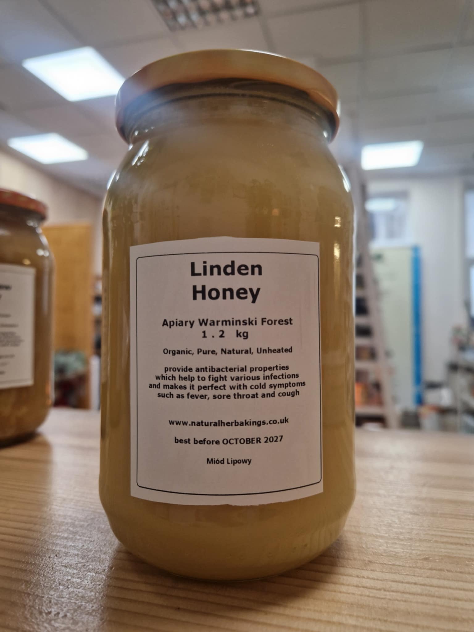 Natural Linden Honey 1.2 kg, Pure, Organic, Unheated / Miód Lipowy